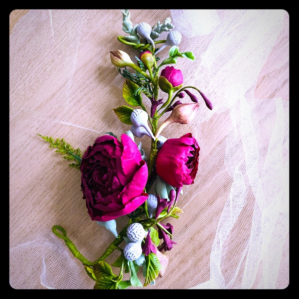 Hand made flower hair piece. One of a kind.